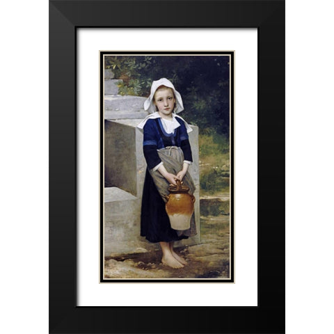 La Fille DEau Black Modern Wood Framed Art Print with Double Matting by Bouguereau, William-Adolphe