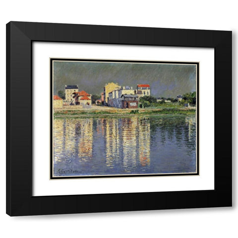 Banks of The Seine at Argenteuil Black Modern Wood Framed Art Print with Double Matting by Caillebotte, Gustave