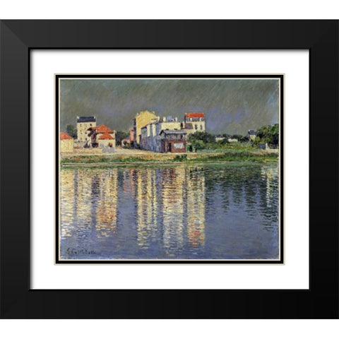 Banks of The Seine at Argenteuil Black Modern Wood Framed Art Print with Double Matting by Caillebotte, Gustave