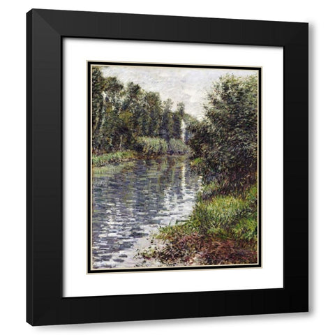 A Small Branch of The Seine, Argenteuil Black Modern Wood Framed Art Print with Double Matting by Caillebotte, Gustave