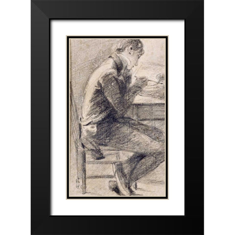 Portrait of An Artist Sketching Black Modern Wood Framed Art Print with Double Matting by Constable, John