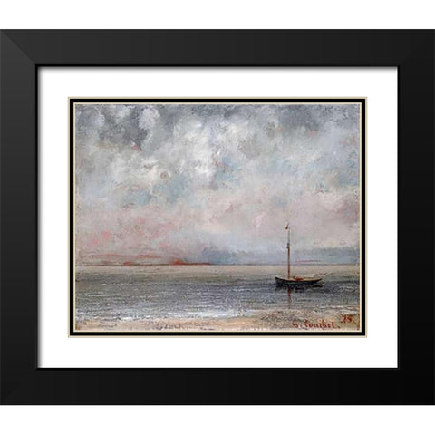 Clouds On Lake Leman Black Modern Wood Framed Art Print with Double Matting by Courbet, Gustave