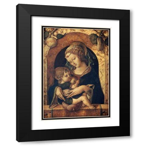 The Madonna and Child at a Marble Parapet Black Modern Wood Framed Art Print with Double Matting by Crivelli, Carlo