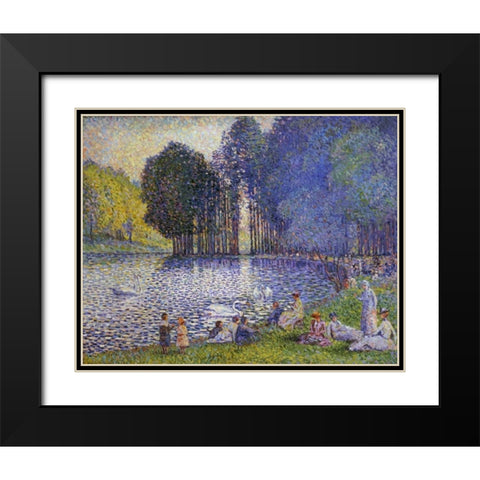 The Lake In The Bois De Boulogne Black Modern Wood Framed Art Print with Double Matting by Cross, Henri Edmond