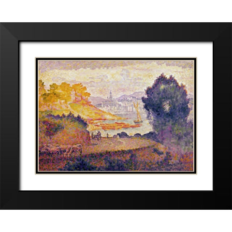 A View of Menton Black Modern Wood Framed Art Print with Double Matting by Cross, Henri Edmond