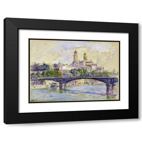 The Seine In front of The Trocadero Black Modern Wood Framed Art Print with Double Matting by Cross, Henri Edmond