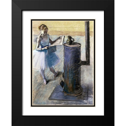 Dancer Resting Black Modern Wood Framed Art Print with Double Matting by Degas, Edgar