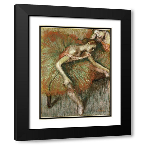 Dancers Black Modern Wood Framed Art Print with Double Matting by Degas, Edgar