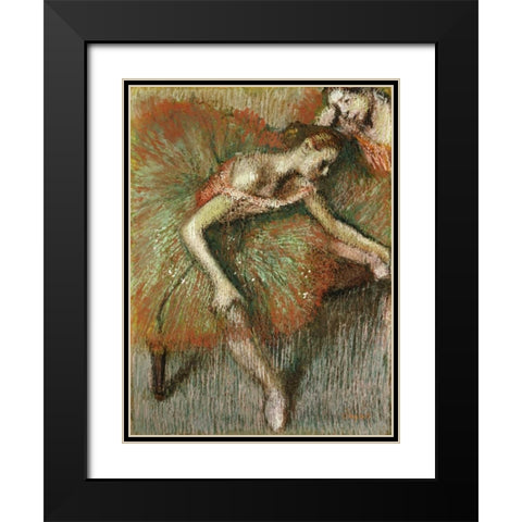 Dancers Black Modern Wood Framed Art Print with Double Matting by Degas, Edgar