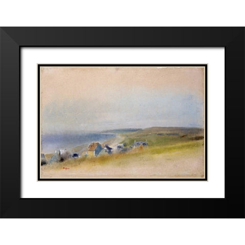 Houses On The Cliff Edge at Villers-Sur-Mer Black Modern Wood Framed Art Print with Double Matting by Degas, Edgar