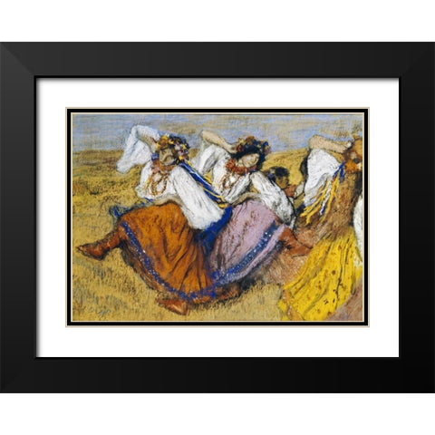 Russian Dancers Black Modern Wood Framed Art Print with Double Matting by Degas, Edgar