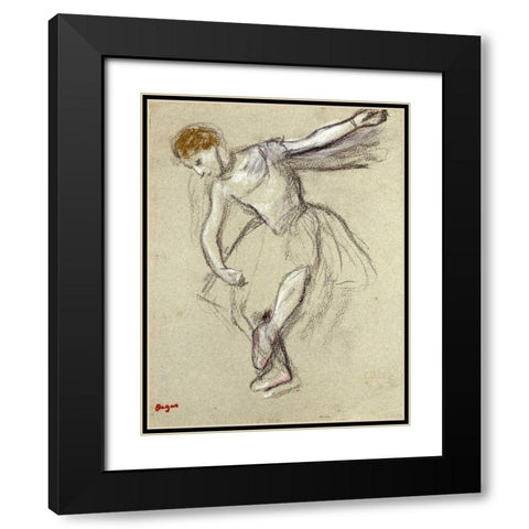 A Dancer Seen In Profile Black Modern Wood Framed Art Print with Double Matting by Degas, Edgar