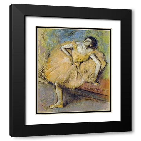Danseuse Assise Black Modern Wood Framed Art Print with Double Matting by Degas, Edgar
