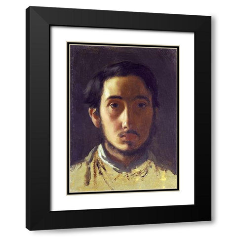 Degas Self Portrait Black Modern Wood Framed Art Print with Double Matting by Degas, Edgar