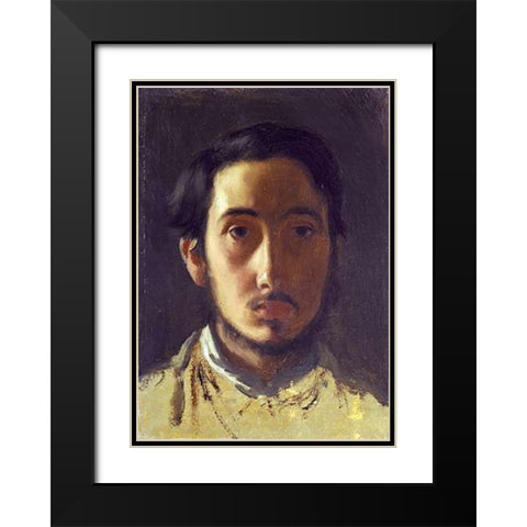 Degas Self Portrait Black Modern Wood Framed Art Print with Double Matting by Degas, Edgar