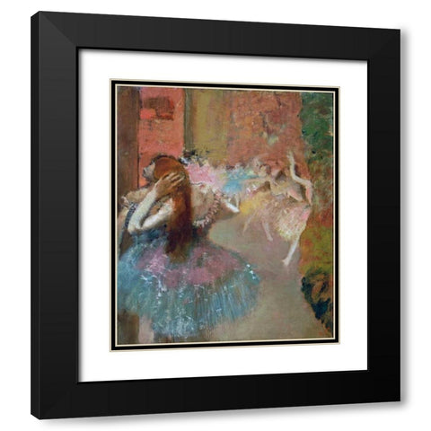 Scene De Ballet Or Balleteuses Black Modern Wood Framed Art Print with Double Matting by Degas, Edgar