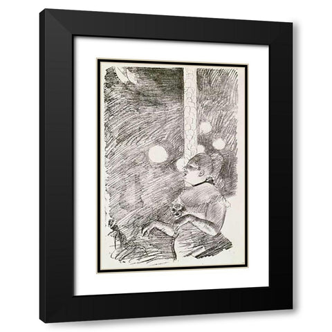 The Song of The Dog Black Modern Wood Framed Art Print with Double Matting by Degas, Edgar