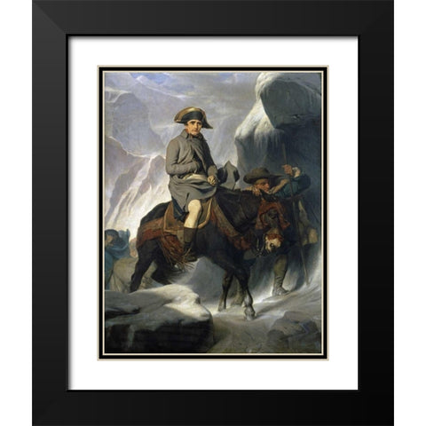 Napoleon Crossing The Alps Black Modern Wood Framed Art Print with Double Matting by Delaroche, Paul
