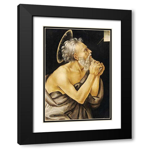 Saint Jerome Black Modern Wood Framed Art Print with Double Matting by Lippi, Filippo
