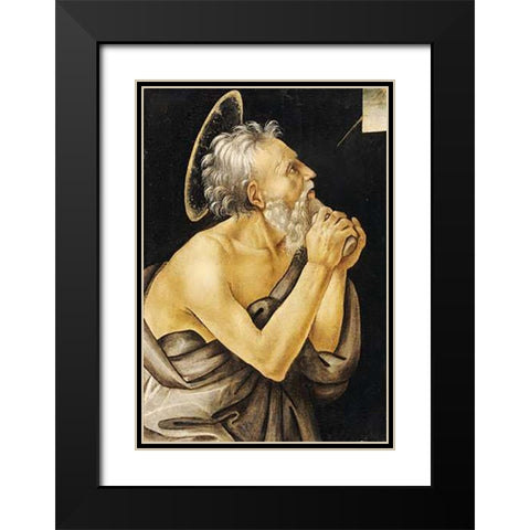Saint Jerome Black Modern Wood Framed Art Print with Double Matting by Lippi, Filippo