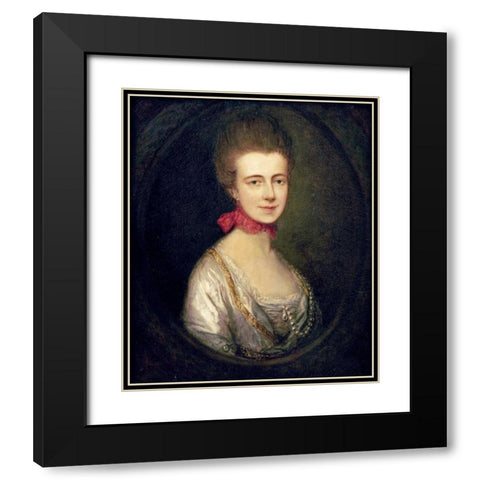 Portrait of Miss Boone Black Modern Wood Framed Art Print with Double Matting by Gainsborough, Thomas