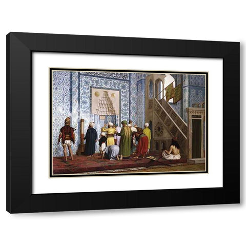 The Blue Mosque. Black Modern Wood Framed Art Print with Double Matting by Gerome, Jean Leon