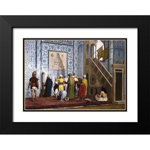 The Blue Mosque. Black Modern Wood Framed Art Print with Double Matting by Gerome, Jean Leon