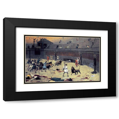 The Reentry of the Lions Into The Arena Black Modern Wood Framed Art Print with Double Matting by Gerome, Jean Leon