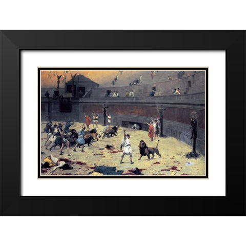 The Reentry of the Lions Into The Arena Black Modern Wood Framed Art Print with Double Matting by Gerome, Jean Leon