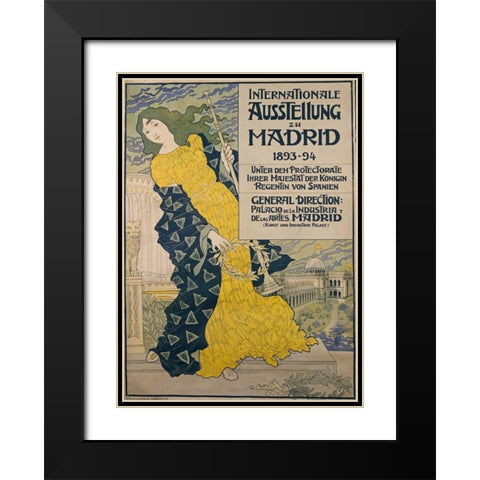 Internationale Ausstellung Zu Madrid Black Modern Wood Framed Art Print with Double Matting by Grasset, Eugene
