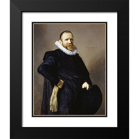 Portrait of a Gentleman Black Modern Wood Framed Art Print with Double Matting by Hals, Frans