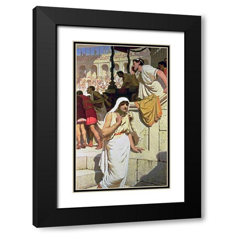 The Gladiators Wife Black Modern Wood Framed Art Print with Double Matting by Leighton, Edmund Blair