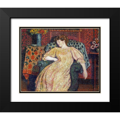 Sleeping Black Modern Wood Framed Art Print with Double Matting by Lemmen, Georges