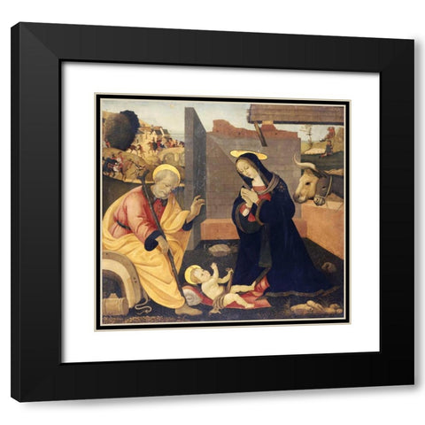 The Nativity Black Modern Wood Framed Art Print with Double Matting by Lippi, Filippo