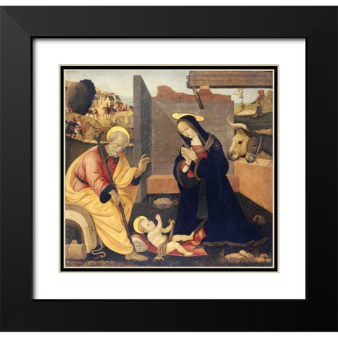 The Nativity Black Modern Wood Framed Art Print with Double Matting by Lippi, Filippo
