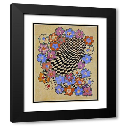 Floral and Chequered Fabric Design, Circa 1916 Black Modern Wood Framed Art Print with Double Matting by Mackintosh, Charles Rennie