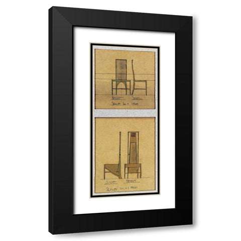 Design For Chairs, 1903 Black Modern Wood Framed Art Print with Double Matting by Mackintosh, Charles Rennie