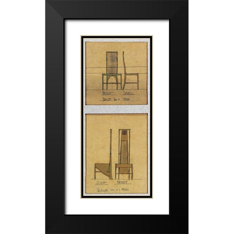 Design For Chairs, 1903 Black Modern Wood Framed Art Print with Double Matting by Mackintosh, Charles Rennie