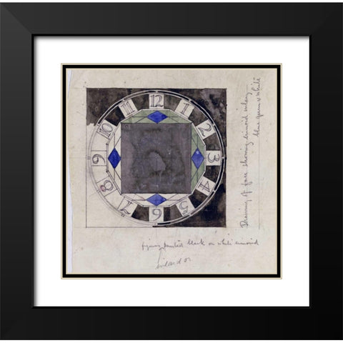 Design For Clock Face, 1917 Black Modern Wood Framed Art Print with Double Matting by Mackintosh, Charles Rennie
