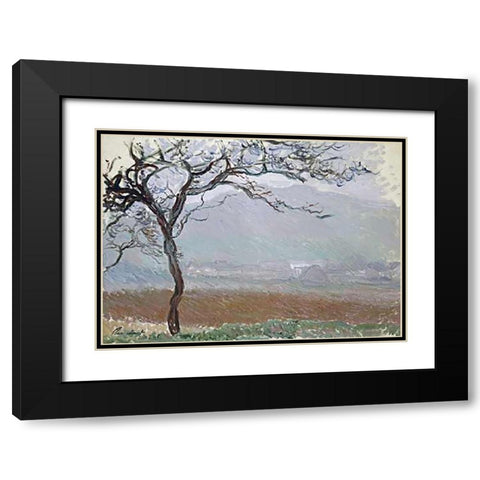 Giverny Countryside Black Modern Wood Framed Art Print with Double Matting by Monet, Claude