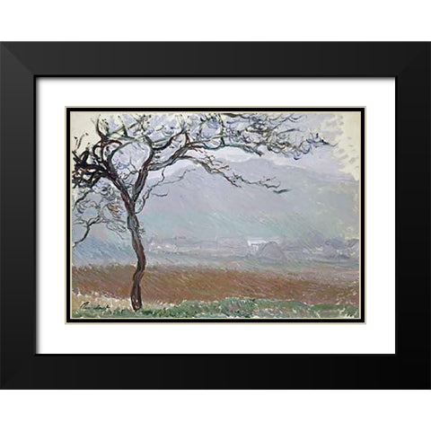 Giverny Countryside Black Modern Wood Framed Art Print with Double Matting by Monet, Claude