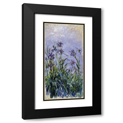 Iris mauves Black Modern Wood Framed Art Print with Double Matting by Monet, Claude