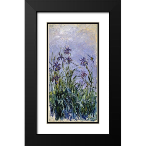 Iris mauves Black Modern Wood Framed Art Print with Double Matting by Monet, Claude