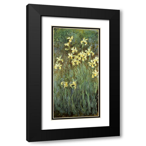 Iris jaunes Black Modern Wood Framed Art Print with Double Matting by Monet, Claude