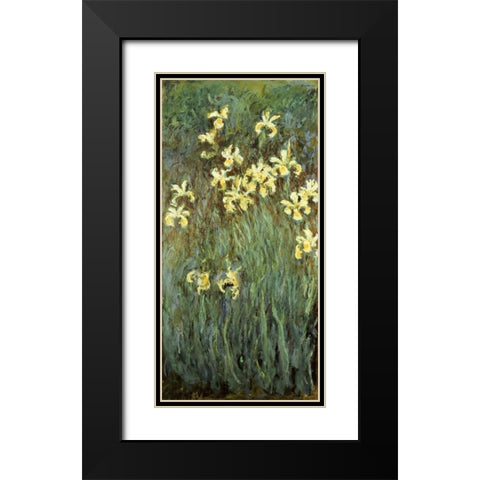 Iris jaunes Black Modern Wood Framed Art Print with Double Matting by Monet, Claude