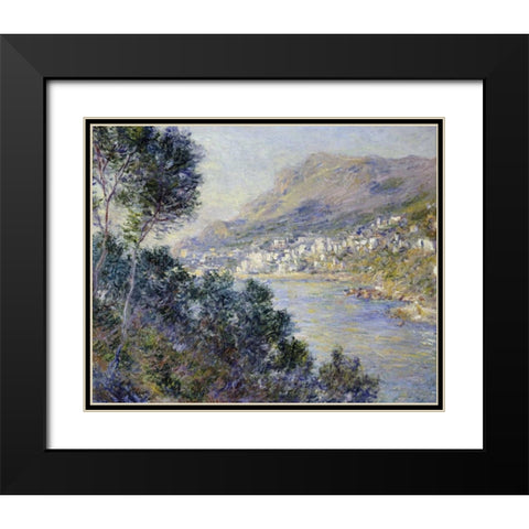 A View of Cape Martin, Monte Carlo Black Modern Wood Framed Art Print with Double Matting by Monet, Claude