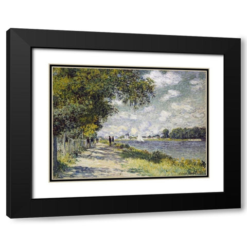 The Seine at Argenteuil Black Modern Wood Framed Art Print with Double Matting by Monet, Claude