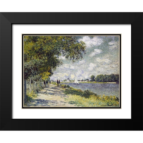 The Seine at Argenteuil Black Modern Wood Framed Art Print with Double Matting by Monet, Claude