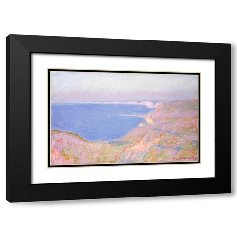 On the Cliffs Near Dieppe, Sunset Black Modern Wood Framed Art Print with Double Matting by Monet, Claude