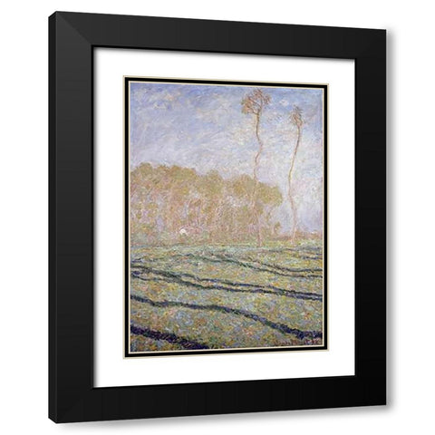 Spring Countryside at Giverny Black Modern Wood Framed Art Print with Double Matting by Monet, Claude